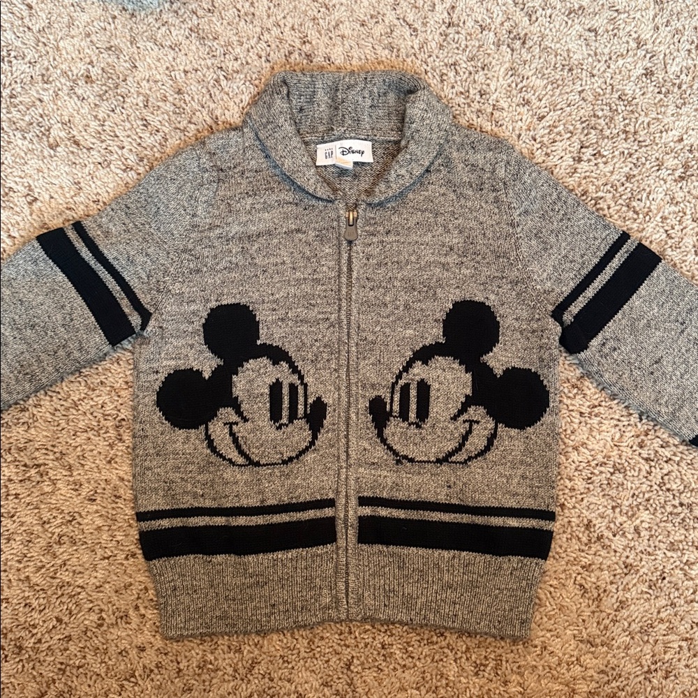 GAP Disney Gray Zip-Up with Black Mickey Design NWOT